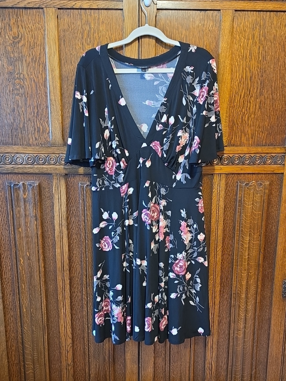 torrid Black Maxi Dress with Pink Floral Print